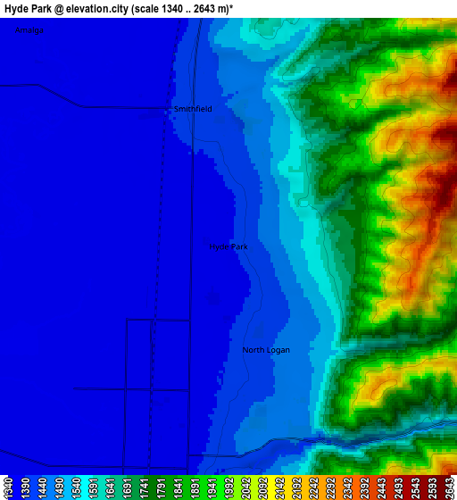 Zoom OUT 2x Hyde Park, United States elevation map