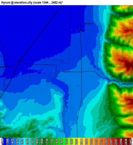 Zoom OUT 2x Hyrum, United States elevation map