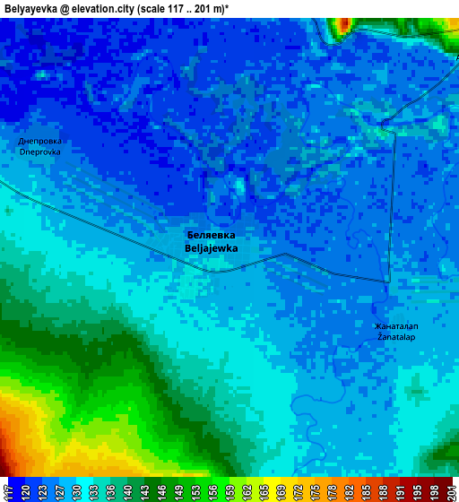 Zoom OUT 2x Belyayevka, Russia elevation map