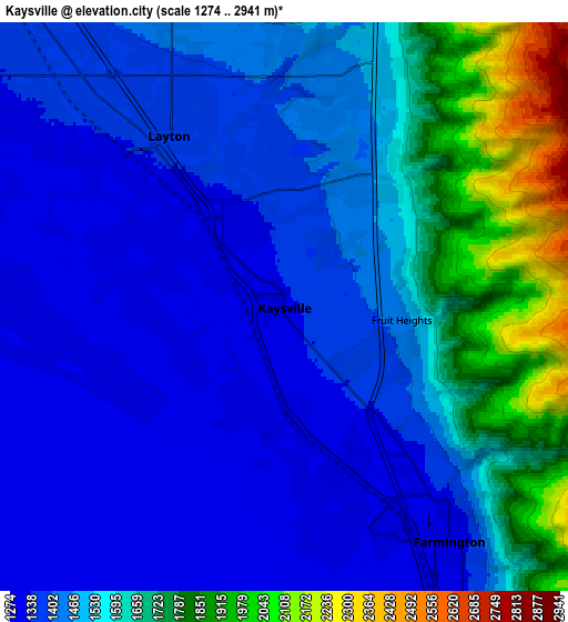 Zoom OUT 2x Kaysville, United States elevation map