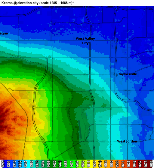 Zoom OUT 2x Kearns, United States elevation map