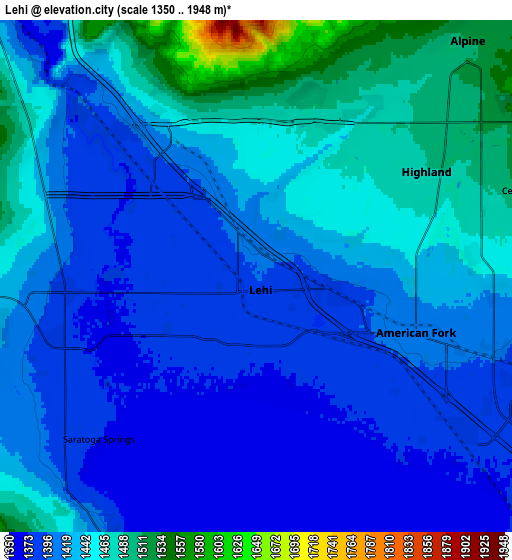 Zoom OUT 2x Lehi, United States elevation map