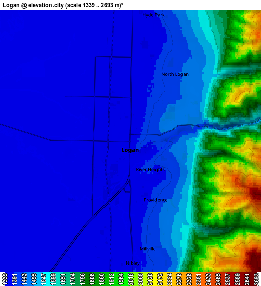 Zoom OUT 2x Logan, United States elevation map