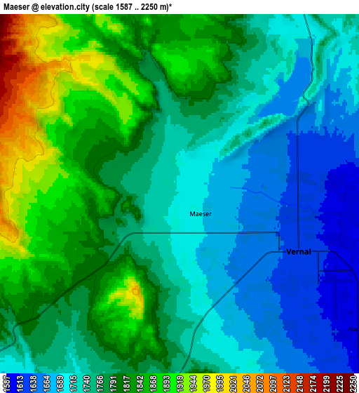 Zoom OUT 2x Maeser, United States elevation map