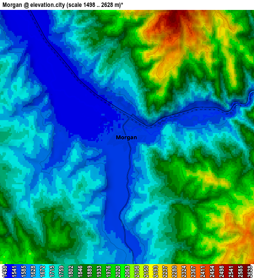 Zoom OUT 2x Morgan, United States elevation map