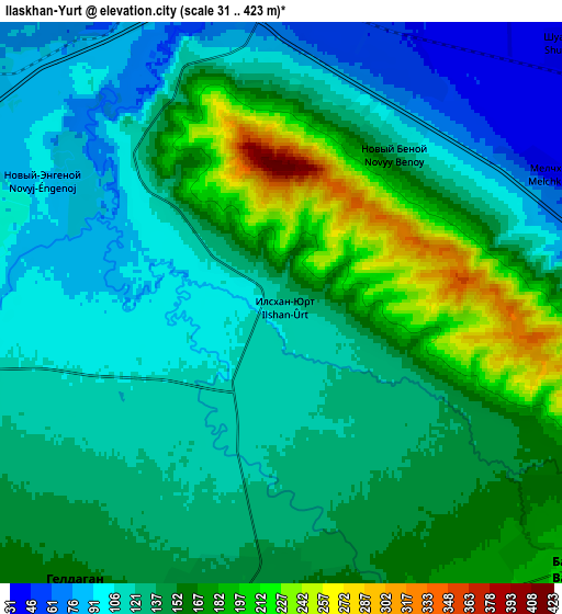 Zoom OUT 2x Ilaskhan-Yurt, Russia elevation map