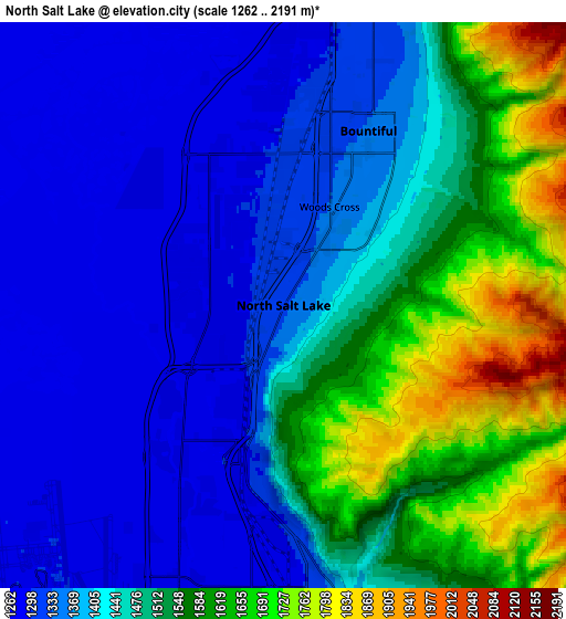 Zoom OUT 2x North Salt Lake, United States elevation map