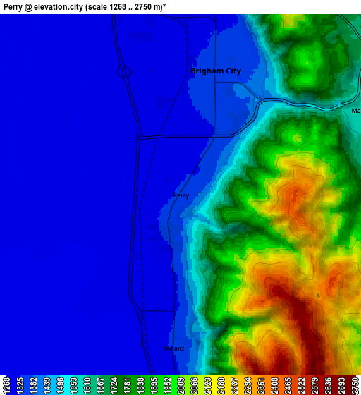 Zoom OUT 2x Perry, United States elevation map