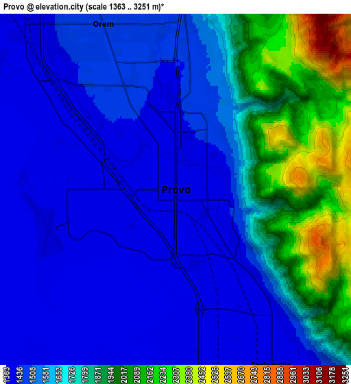 Zoom OUT 2x Provo, United States elevation map