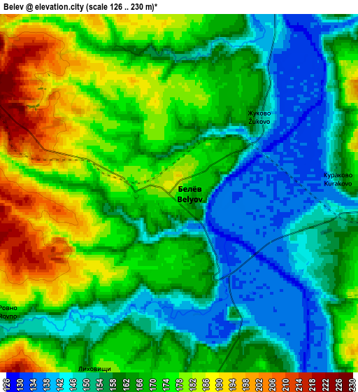 Zoom OUT 2x Belëv, Russia elevation map