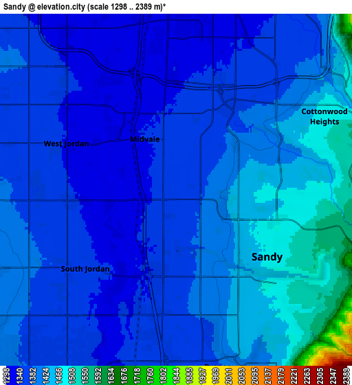 Zoom OUT 2x Sandy, United States elevation map
