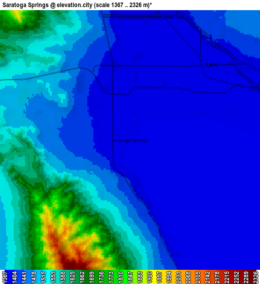 Zoom OUT 2x Saratoga Springs, United States elevation map