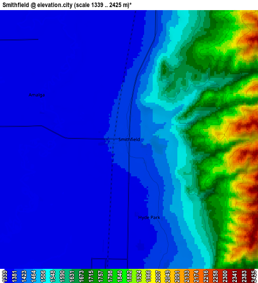 Zoom OUT 2x Smithfield, United States elevation map