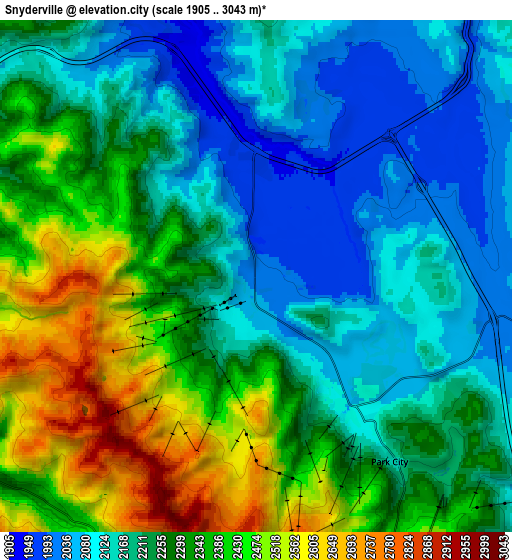 Zoom OUT 2x Snyderville, United States elevation map