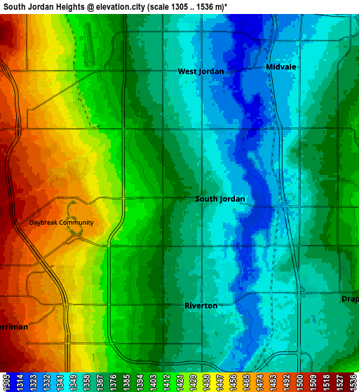 Zoom OUT 2x South Jordan Heights, United States elevation map