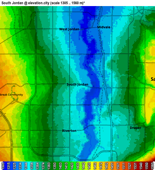 Zoom OUT 2x South Jordan, United States elevation map