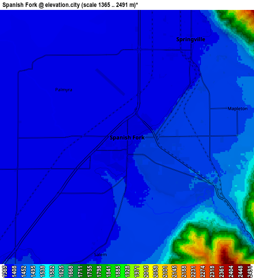 Zoom OUT 2x Spanish Fork, United States elevation map