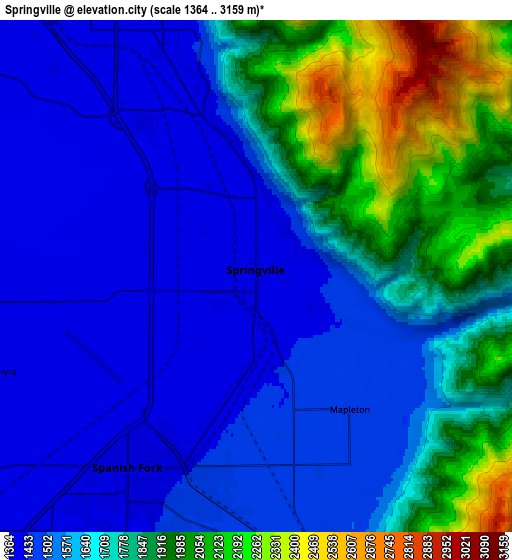 Zoom OUT 2x Springville, United States elevation map