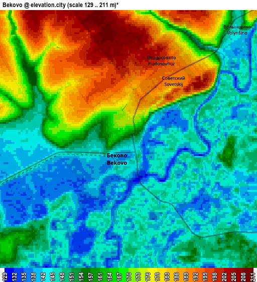 Zoom OUT 2x Bekovo, Russia elevation map