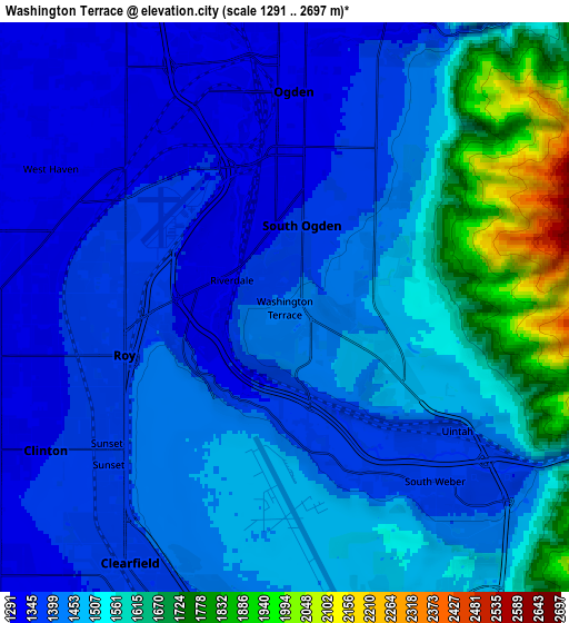 Zoom OUT 2x Washington Terrace, United States elevation map