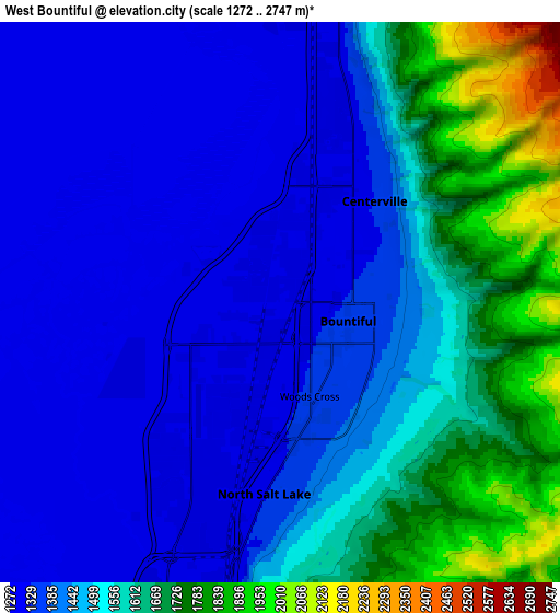 Zoom OUT 2x West Bountiful, United States elevation map