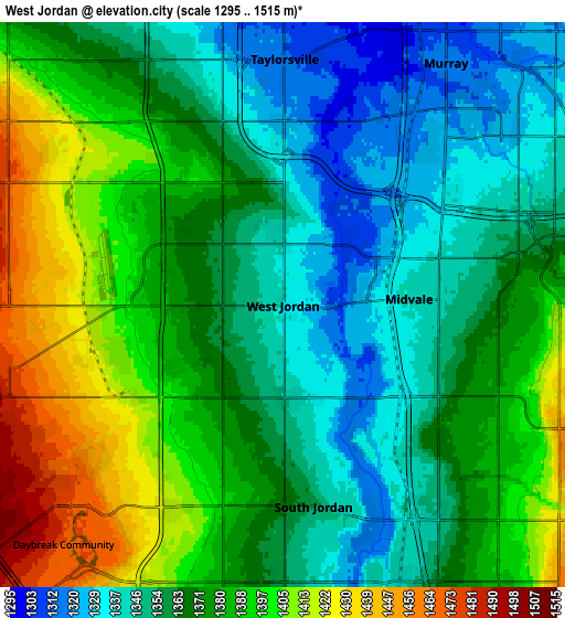 Zoom OUT 2x West Jordan, United States elevation map