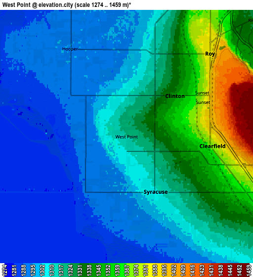 Zoom OUT 2x West Point, United States elevation map