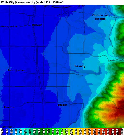 Zoom OUT 2x White City, United States elevation map