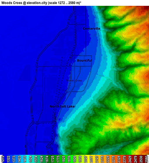 Zoom OUT 2x Woods Cross, United States elevation map