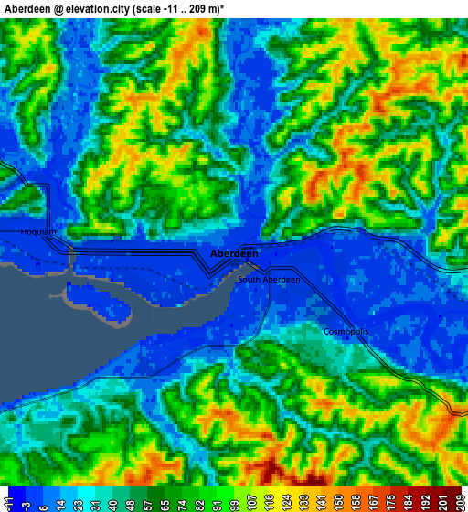 Zoom OUT 2x Aberdeen, United States elevation map