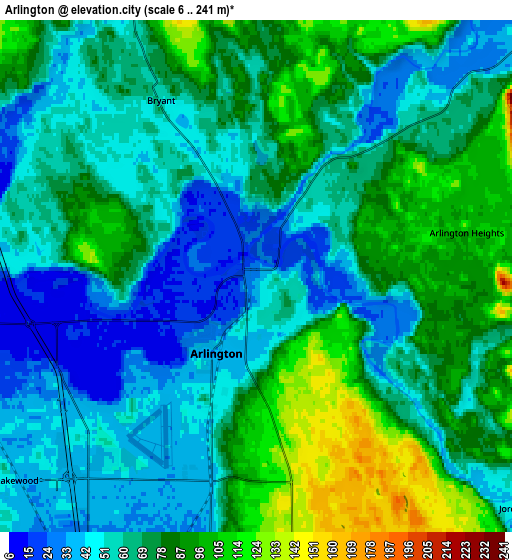 Zoom OUT 2x Arlington, United States elevation map