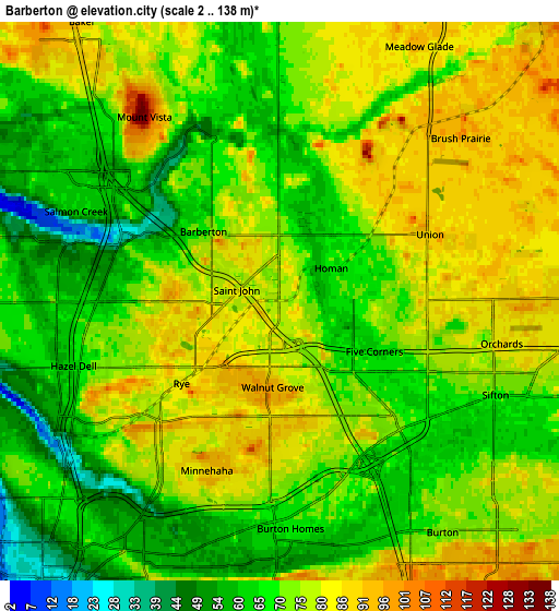 Zoom OUT 2x Barberton, United States elevation map