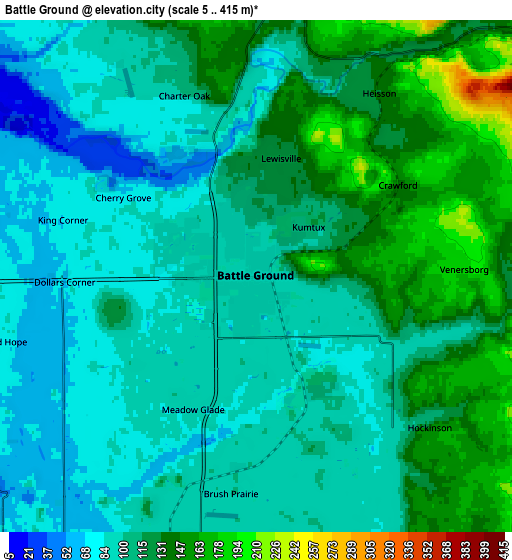 Zoom OUT 2x Battle Ground, United States elevation map