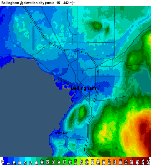 Zoom OUT 2x Bellingham, United States elevation map
