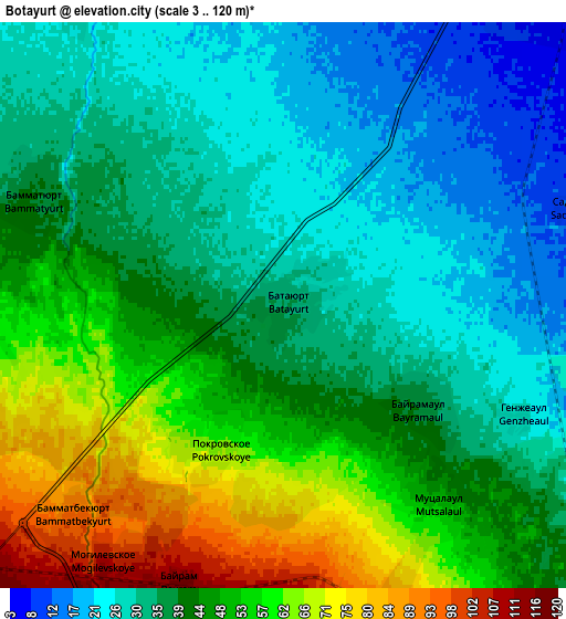 Zoom OUT 2x Botayurt, Russia elevation map