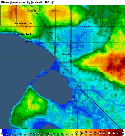 Zoom OUT 2x Blaine, United States elevation map