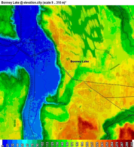 Zoom OUT 2x Bonney Lake, United States elevation map