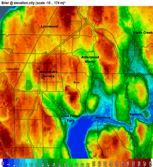 Zoom OUT 2x Brier, United States elevation map