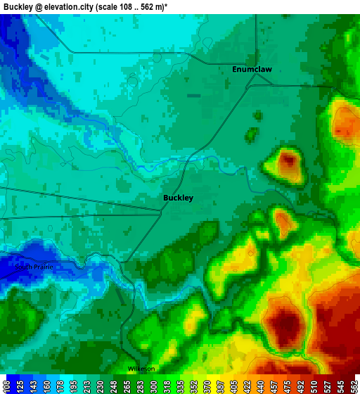 Zoom OUT 2x Buckley, United States elevation map