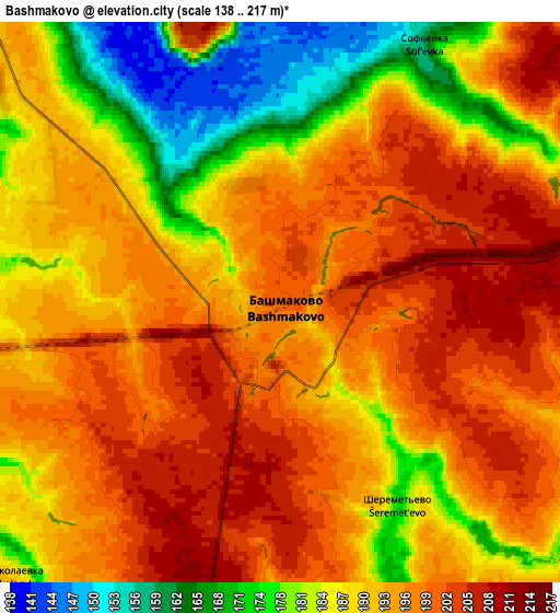 Zoom OUT 2x Bashmakovo, Russia elevation map