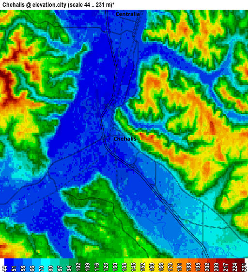 Zoom OUT 2x Chehalis, United States elevation map