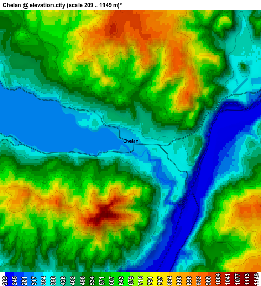 Zoom OUT 2x Chelan, United States elevation map