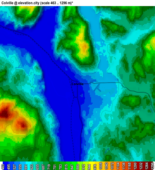 Zoom OUT 2x Colville, United States elevation map