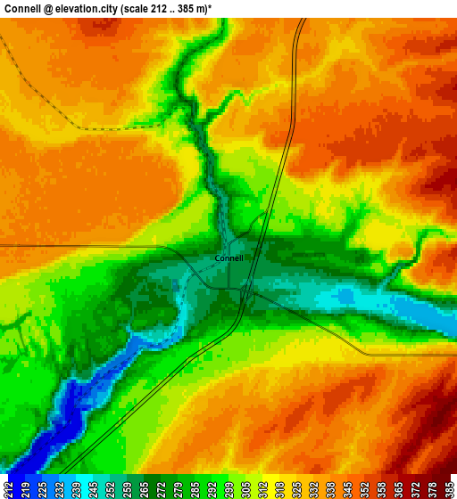 Zoom OUT 2x Connell, United States elevation map