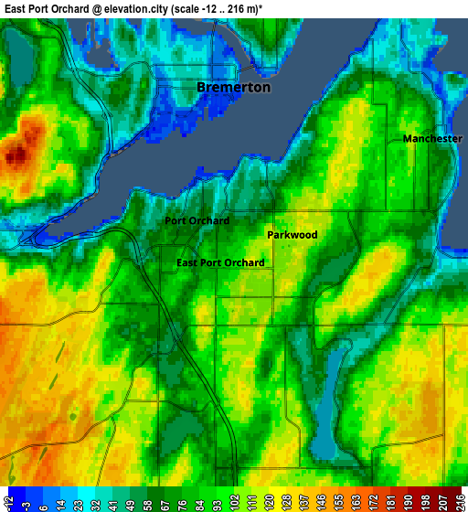 Zoom OUT 2x East Port Orchard, United States elevation map