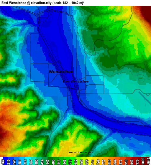 Zoom OUT 2x East Wenatchee, United States elevation map