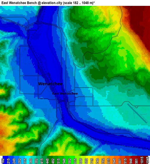 Zoom OUT 2x East Wenatchee Bench, United States elevation map