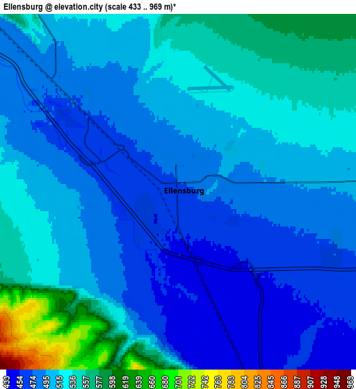 Zoom OUT 2x Ellensburg, United States elevation map