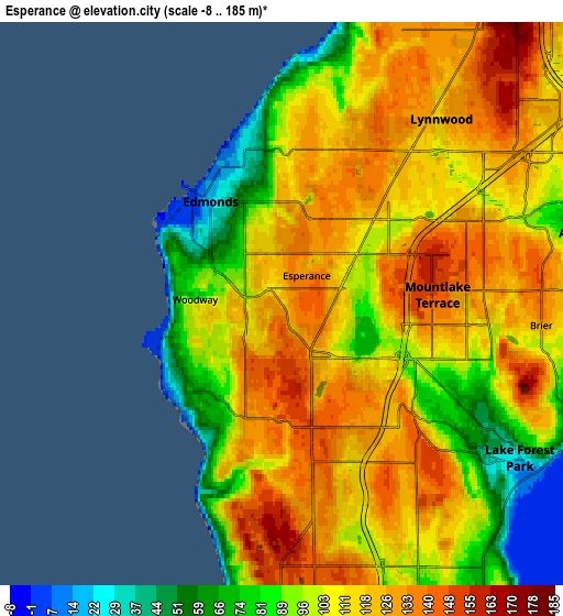 Zoom OUT 2x Esperance, United States elevation map