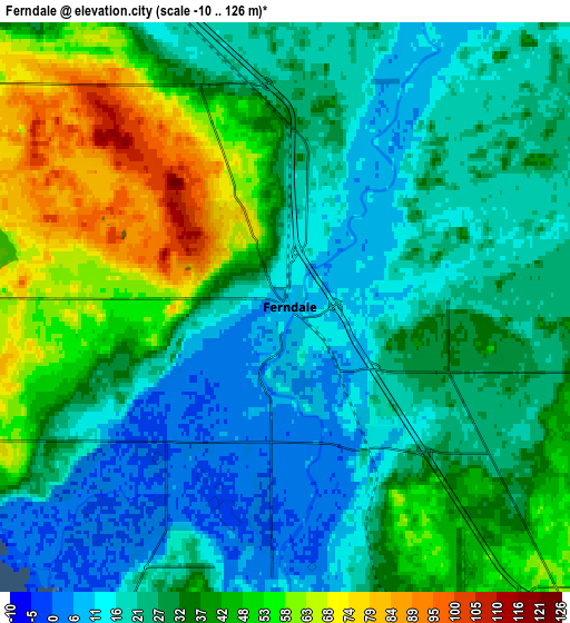 Zoom OUT 2x Ferndale, United States elevation map